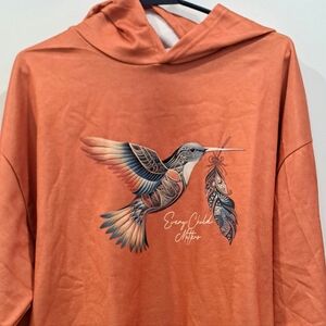 Orange Hummingbird Graphic Hoodie